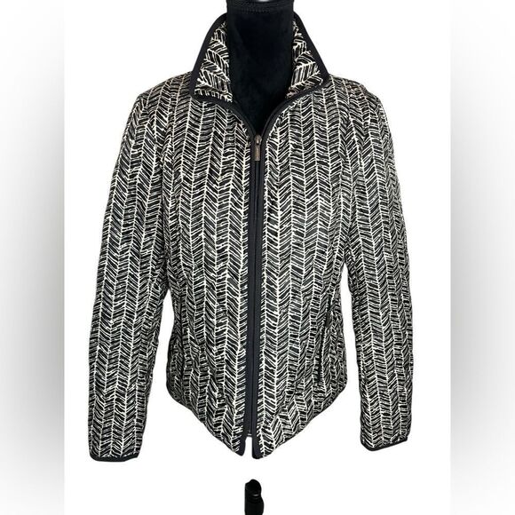 LANDS END PRINTED QUILTED PRIMA LOFT ZIP WINTER COLD WEATHER COAT WOMENS SIZE M - Picture 5 of 9